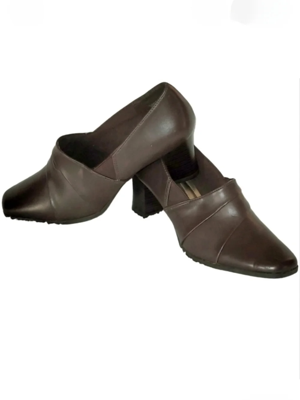 Prediction Comfort Plus Brown Slip-On Square Toe Chunky Heels - Size 8.5